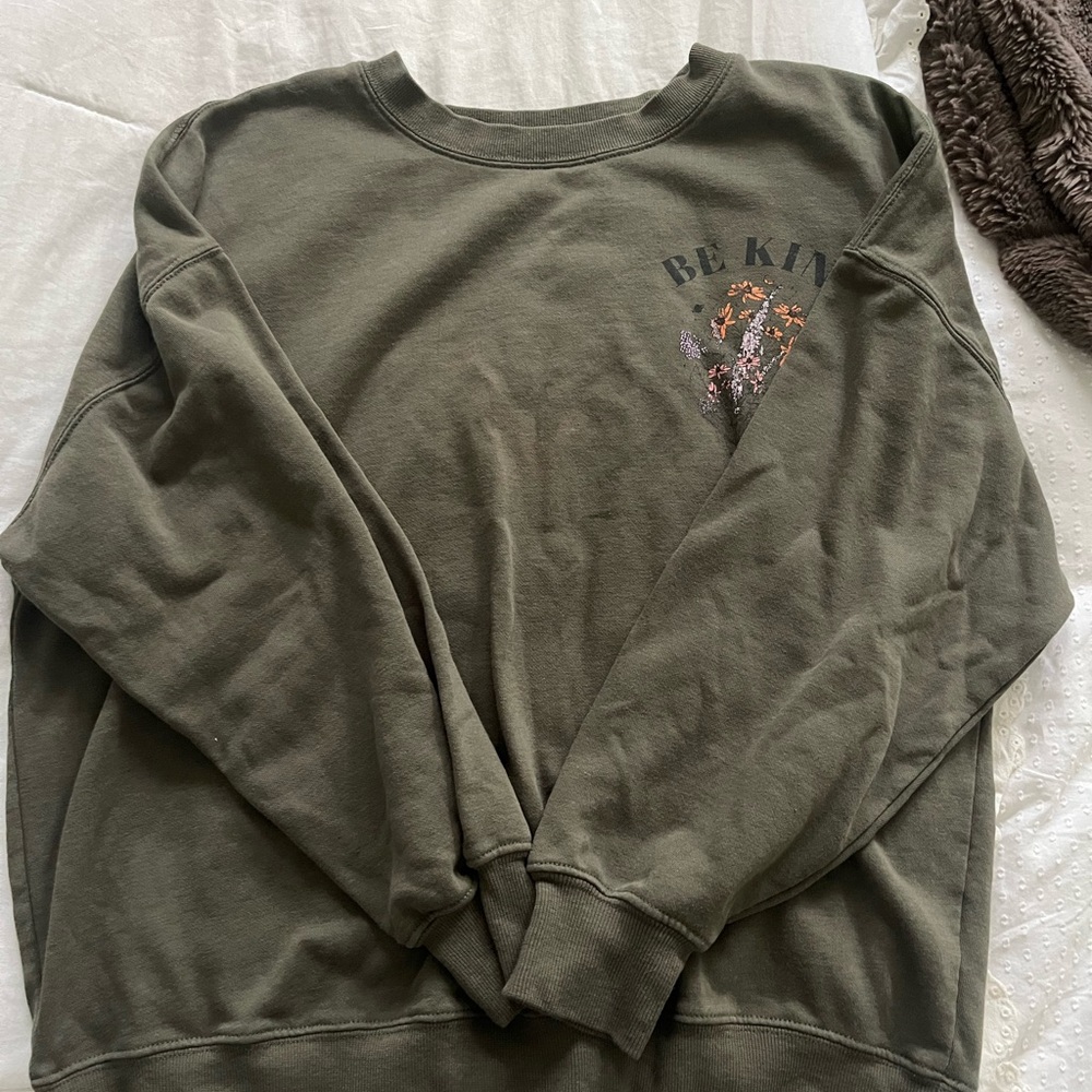 Mighty Fine Olive Crewneck Sweater